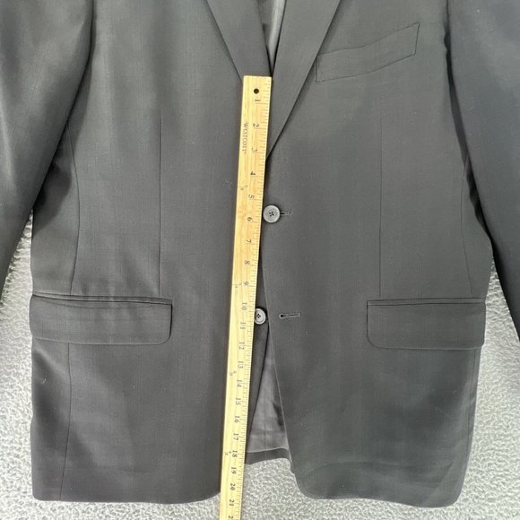John W Nordstrom Loro Piana‎ 100% Wool Sport Coat 41 R Black Two Button Plaid - Picture 10 of 15